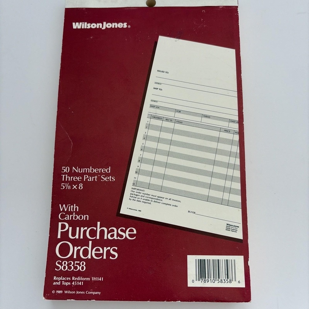 Wilson Jones Purchase Orders S8358 With Carbon, 53 Parts Sets 5 1/8 X 8
